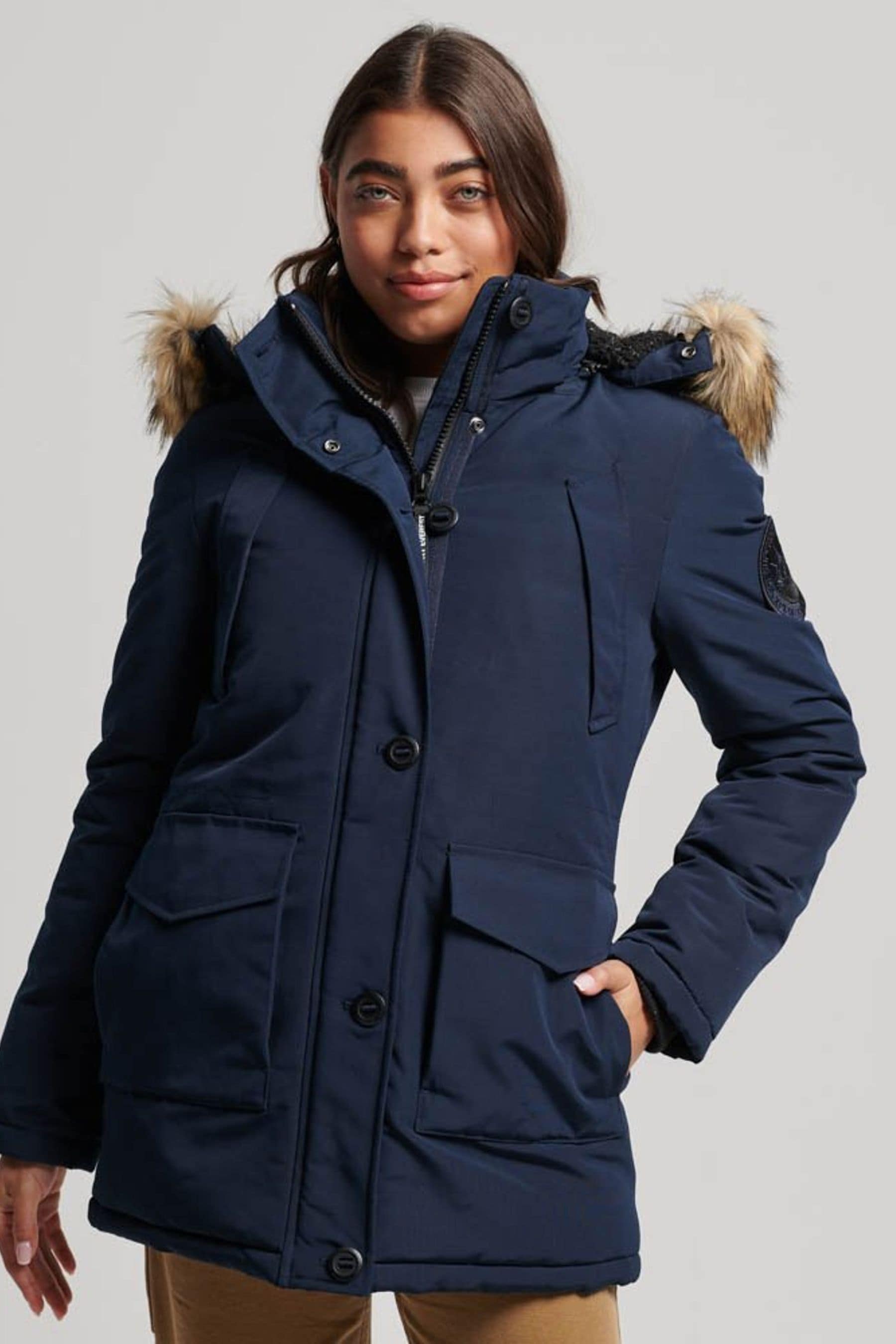 Superdry navy parka outlet