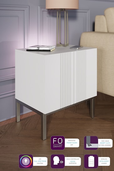 Frank Olsen White Iona 1 Door Side Table with SMART Features