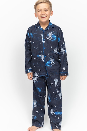 Minijammies Blue Astronaut Print Long Sleeve Pyjamas Set