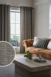 Grey Textured Fleck Eyelet Lined Curtains - Image 1 of 6