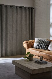 Grey Textured Fleck Eyelet Lined Curtains - Image 3 of 6