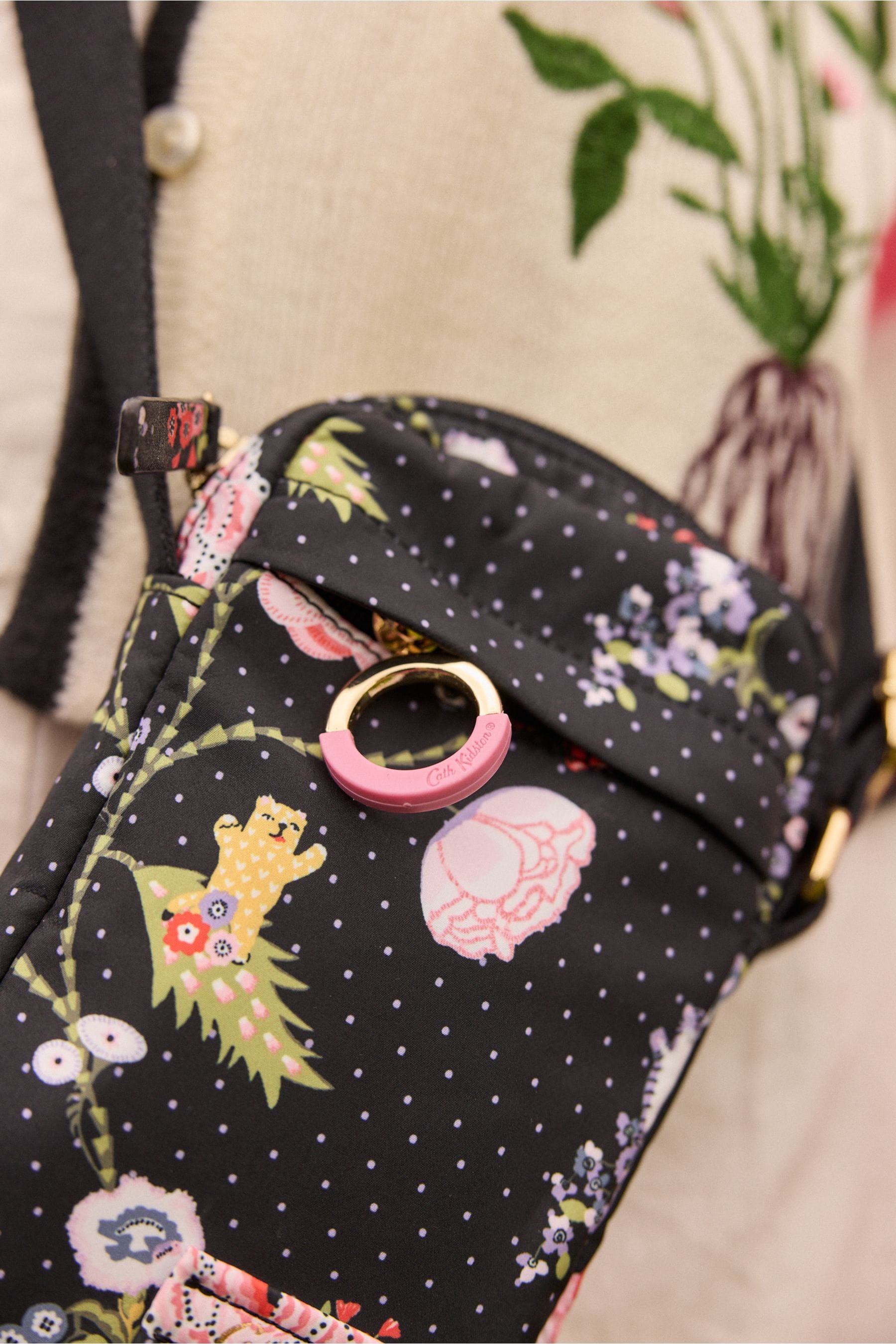 Cath Kidston Black Phone Cross Body Bag
