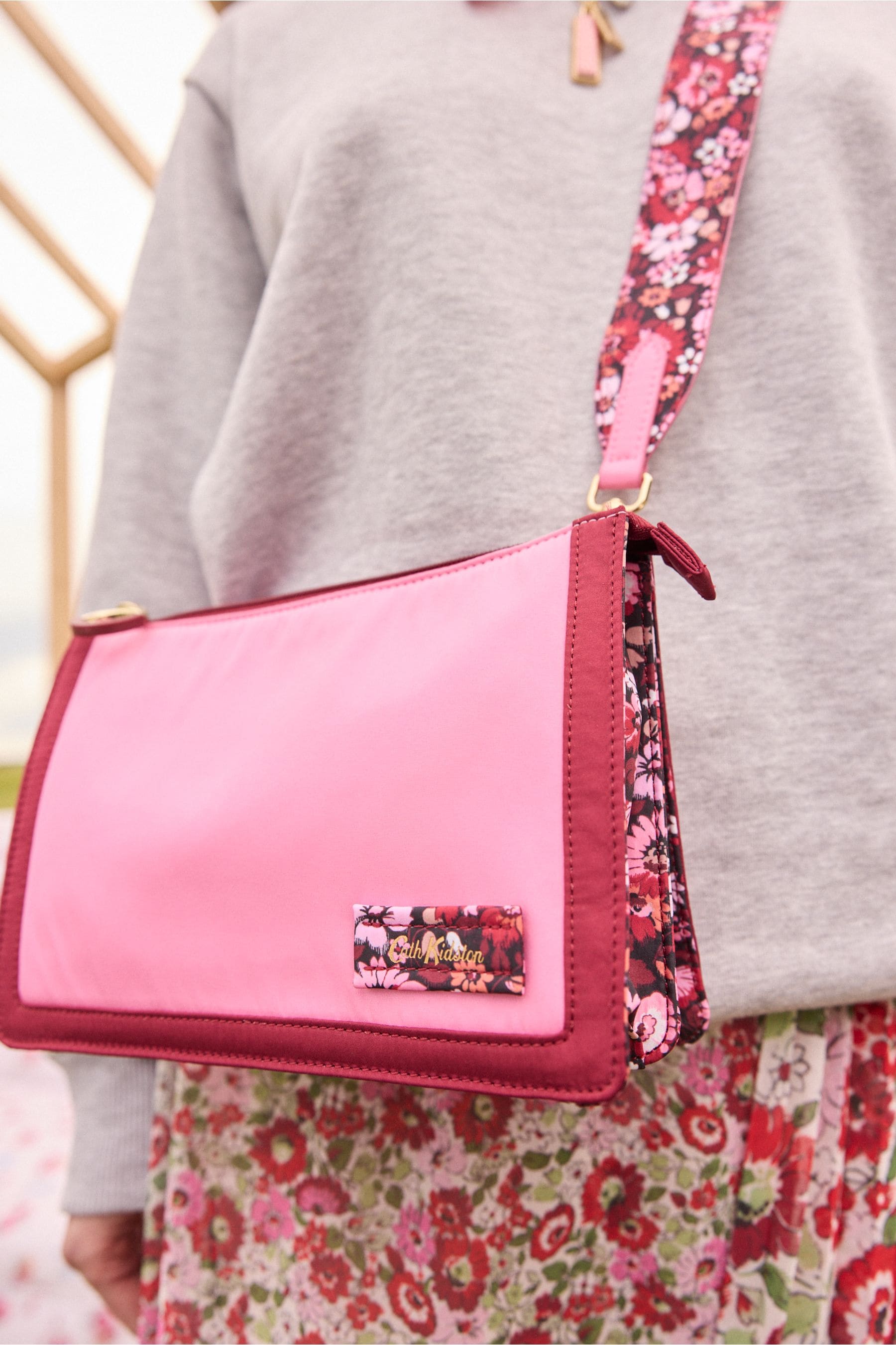 Cath Kidston Pink Red Double Cross Body Bag onesize Womens