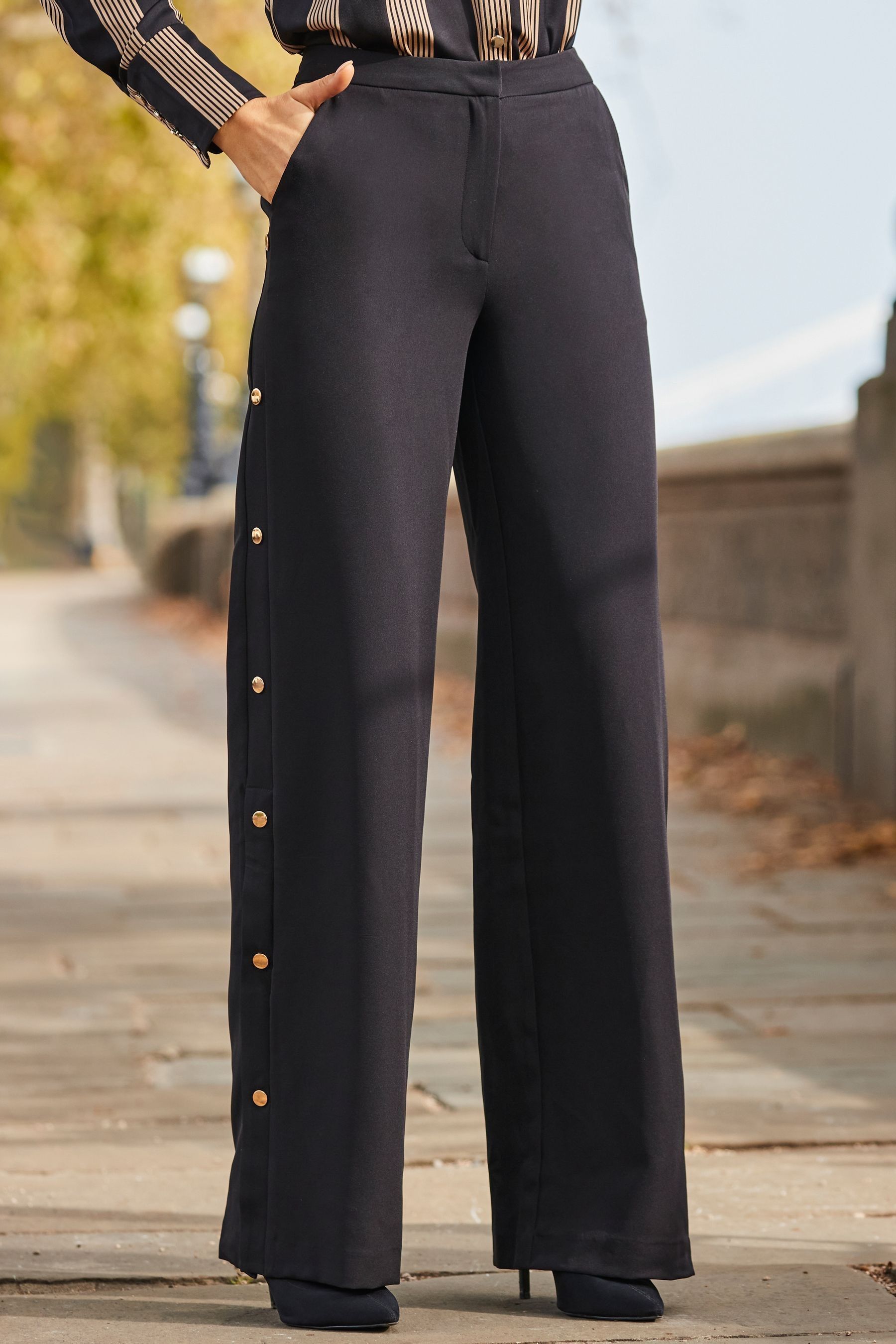 Popper pants womens black store
