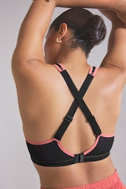 Black/Coral Active High Impact Colourblock Wired Sports Bra - Image 6 of 9