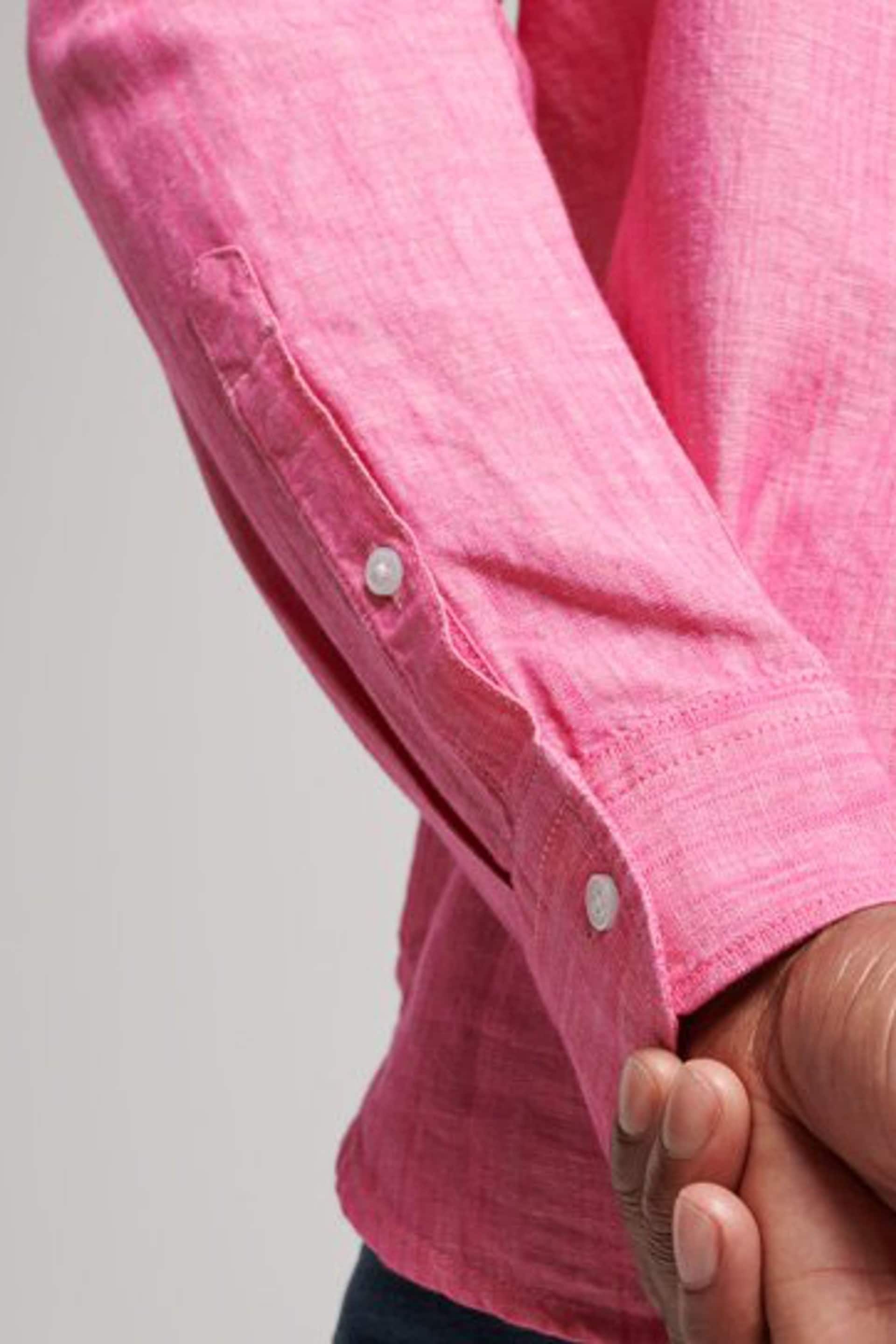 Superdry Pink Organic Cotton Studios Linen Button Down Shirt - Image 5 of 6