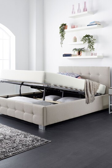 Aspire Furniture Beige End Lift Ottoman Fabric Bed Frame and Mattress