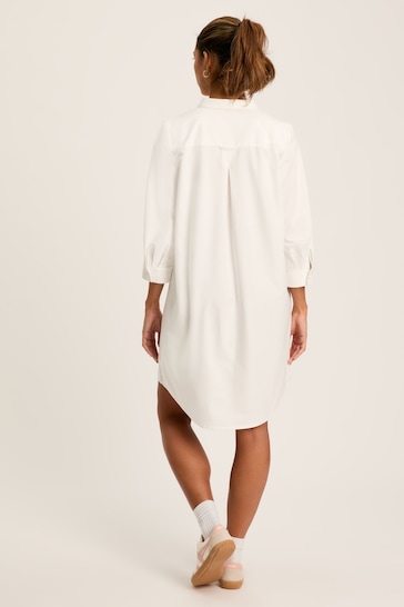Joules Marlowe White Dress with Shirt/ Nehru Collar
