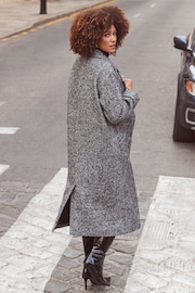 Sosandar Grey Grey & Black Herringbone Wool Mix Longline Coat - Image 3 of 6