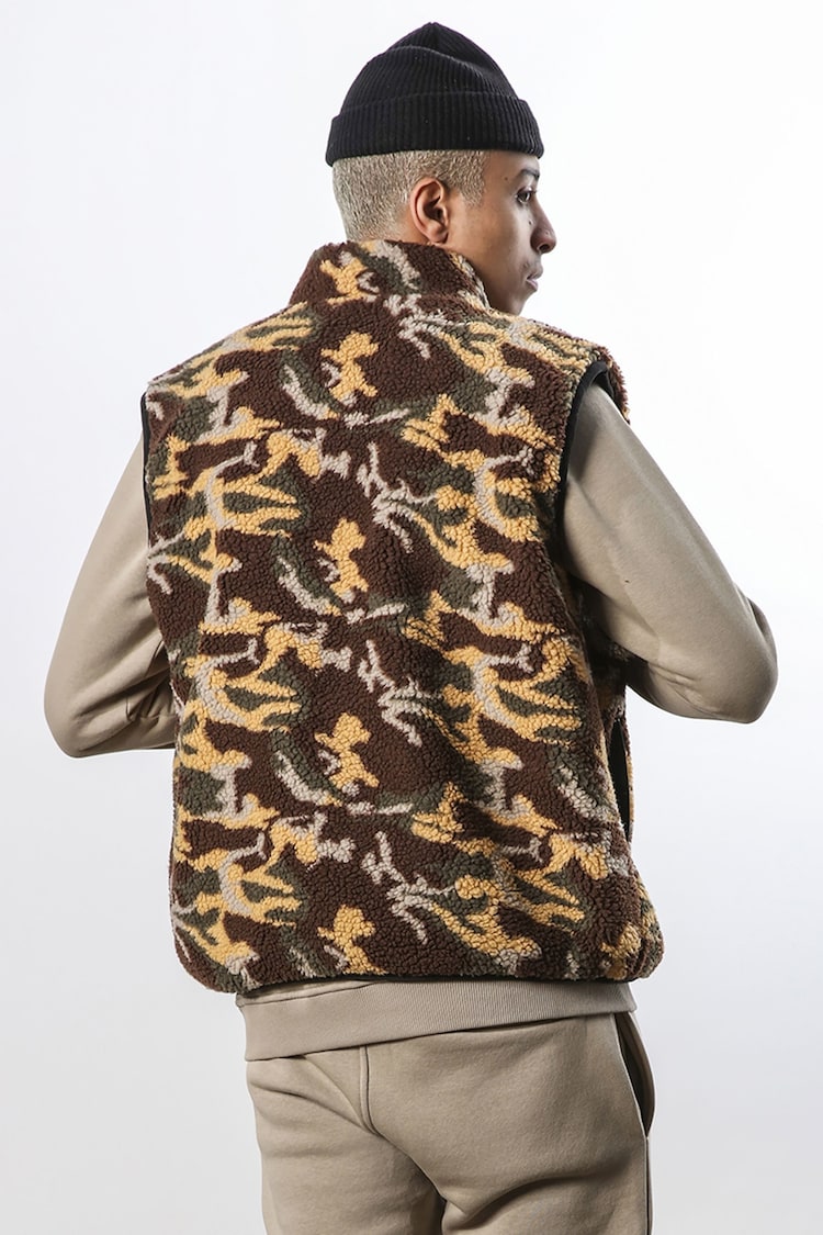 Religion Brown Relaxed Fit Extra Warm Borg Fleece Gilet - Image 2 of 5