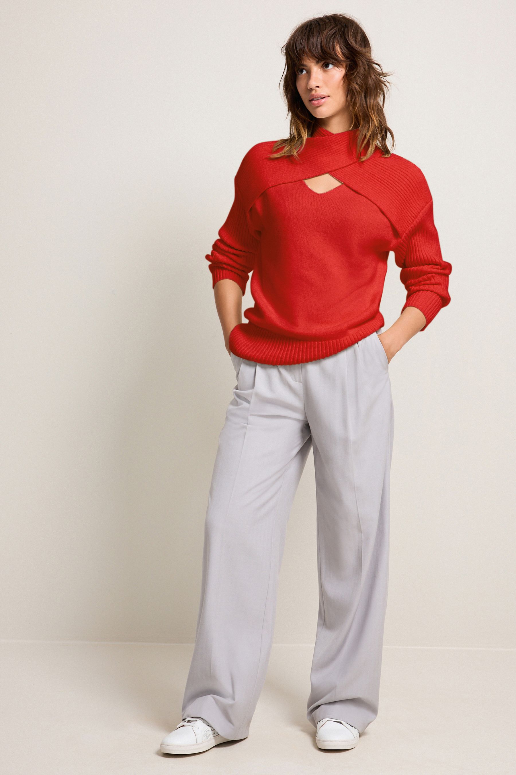 Buy Red Cross Neck Detail Jumper from Next Luxembourg