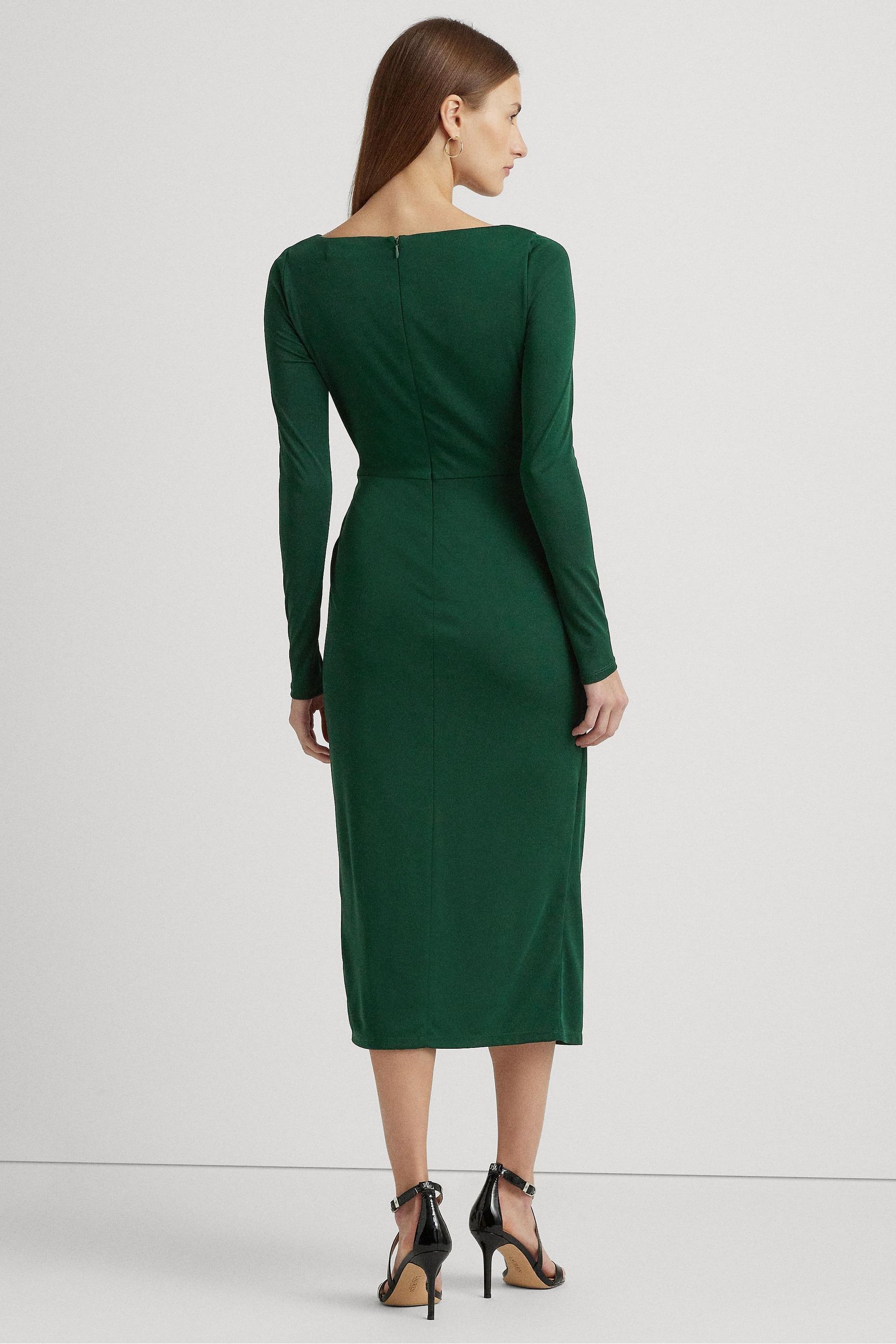 Buy Lauren Ralph Lauren Green Jersey Long Sleeve Cocktail Dress from Next Luxembourg