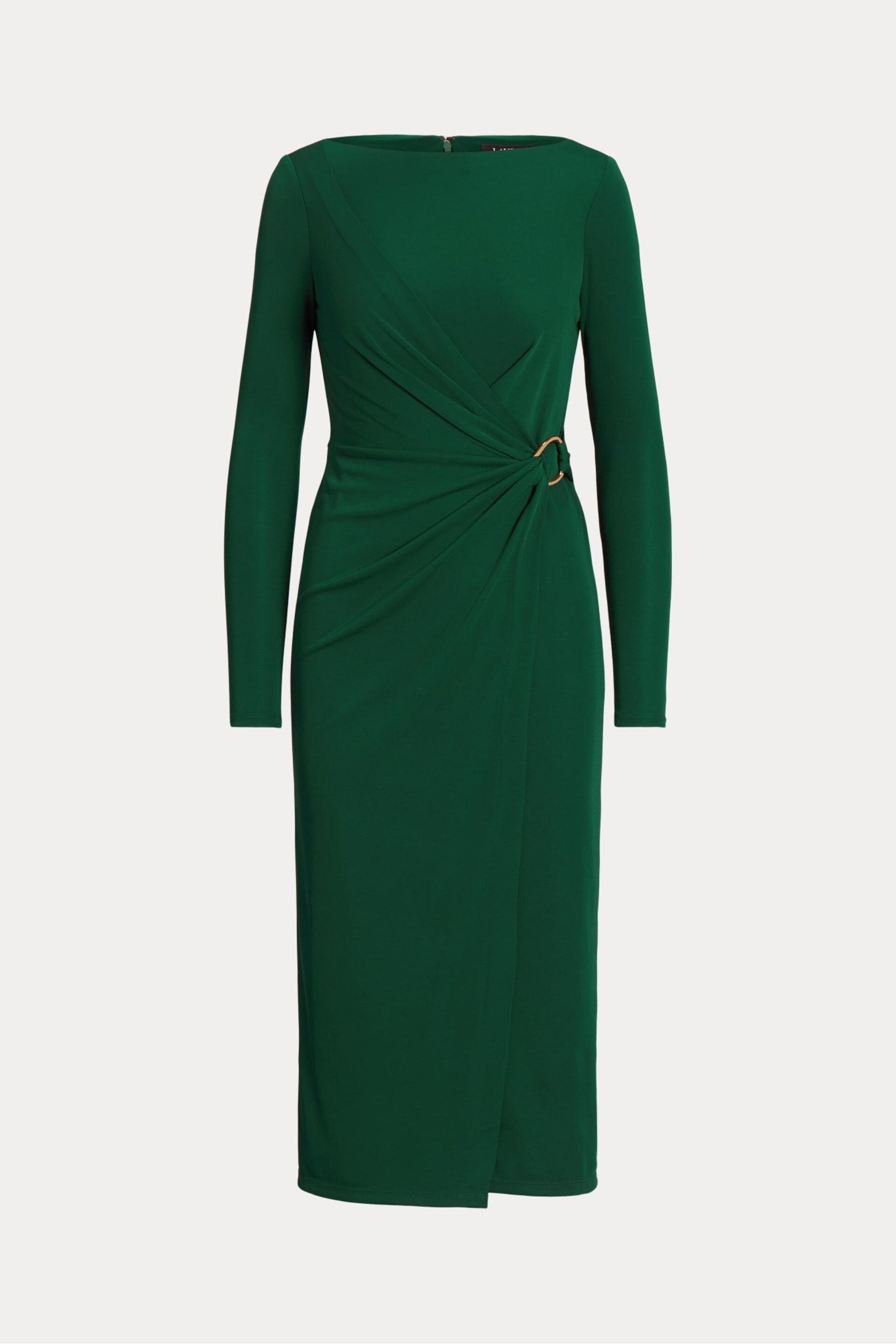 Lauren Ralph Lauren Green Jersey Long Sleeve Cocktail Dress - Image 8 of 8