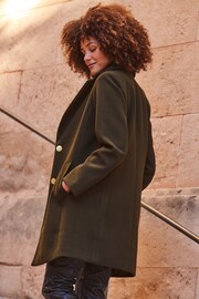 Sosandar Green Khaki Green Gold Button Detail Coat - Image 3 of 6