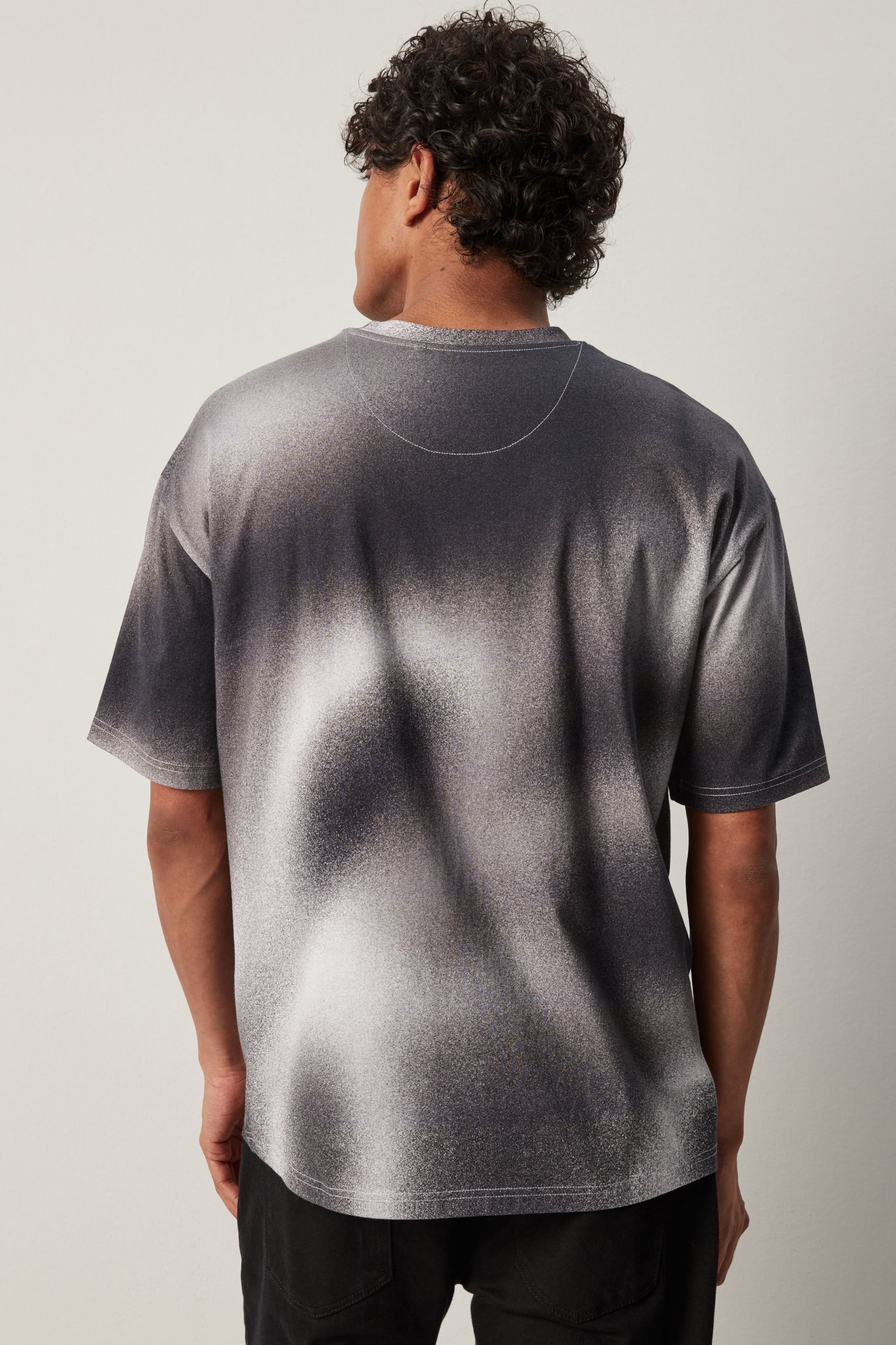 Monochrome Spray Dip Dye T-Shirt - Image 2 of 7