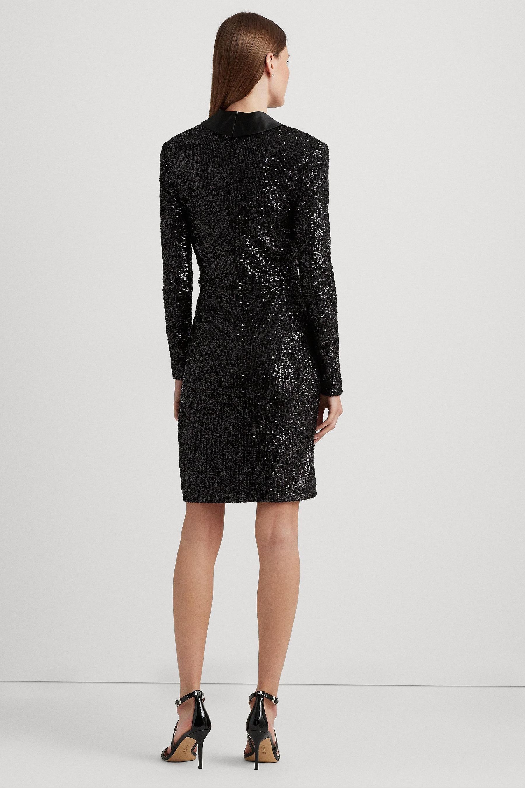 Buy Robe cocktail Lauren Ralph Lauren Twist Front a paillettes noire from Next Luxembourg