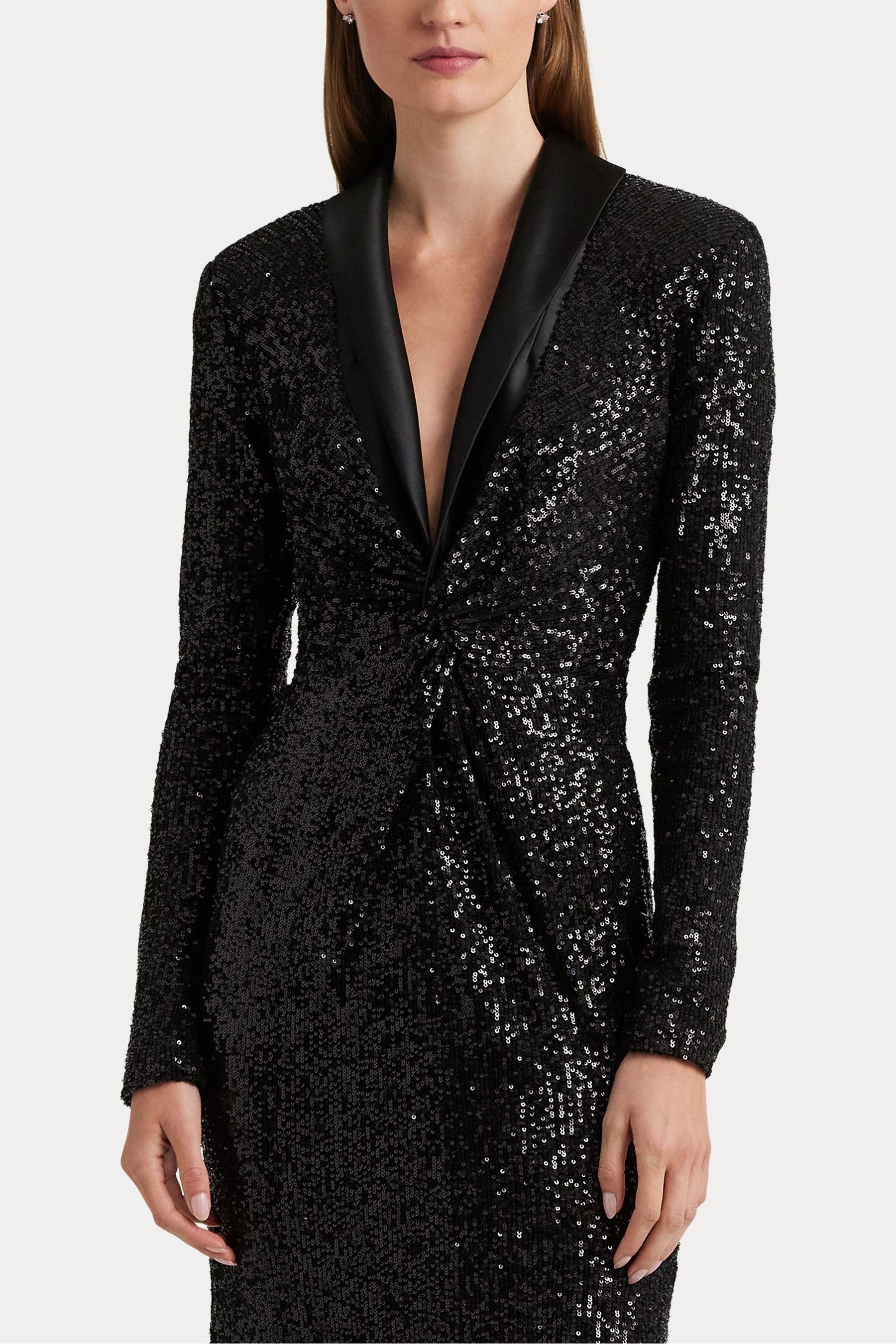 Buy Lauren Ralph Lauren Twist Front Sequined Cocktail Black Dress from Next Netherlands