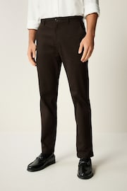 Brown Straight Fit Stretch Printed Soft Touch Chino Trousers - Image 1 of 9