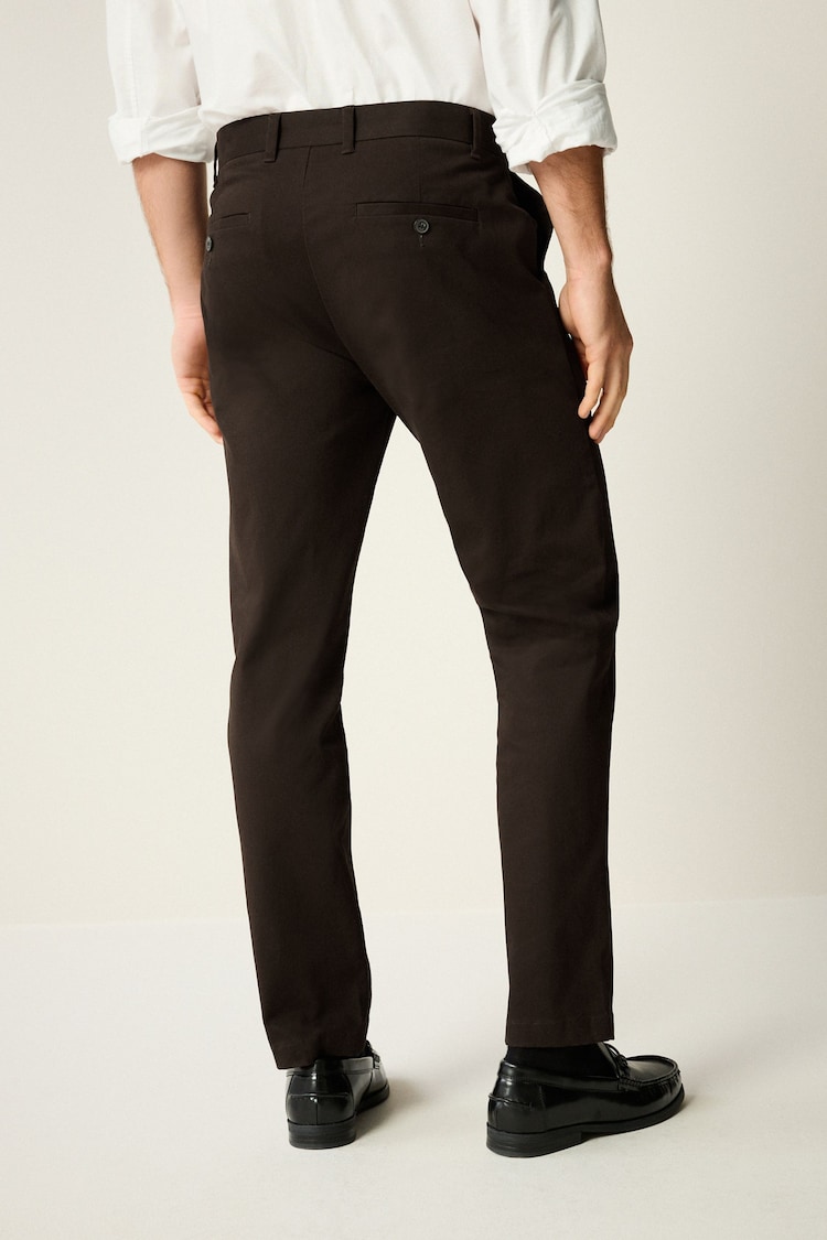 Brown Straight Fit Stretch Printed Soft Touch Chino Trousers - Image 2 of 9