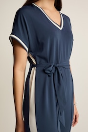 Navy Blue Short Sleeve Tipped Jumpsuit - Image 4 of 6