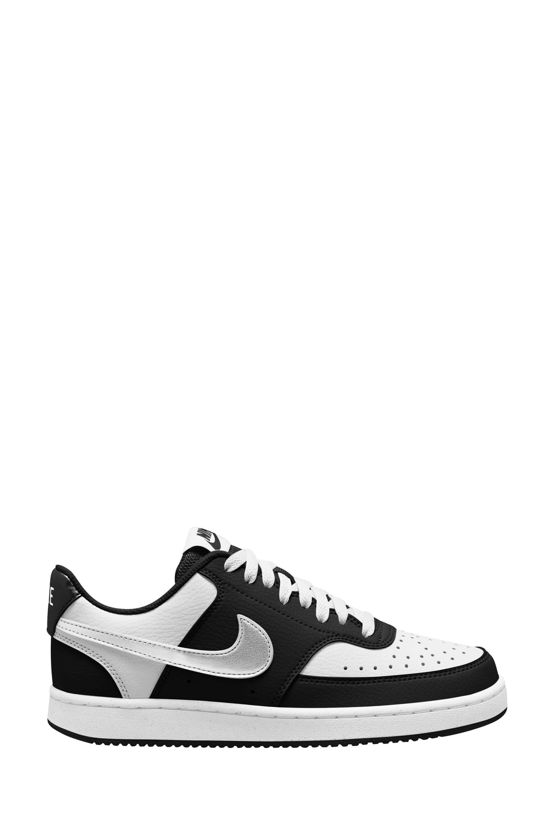 Buy Nike Black/White Court Vision Low Next Nature Trainers from the