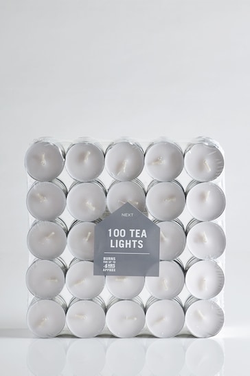 White 100 Unscented Tealight Candles