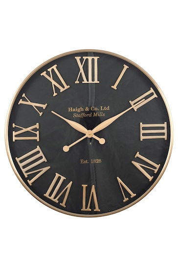 Pacific Gold Antique Bronze Gold Metal Round Wall Clock