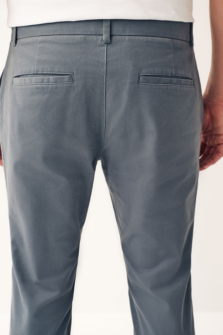 Blue Grey Slim Fit Stretch Chinos Trousers - Image 3 of 8