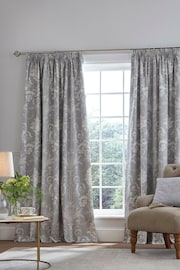 Laura Ashley Dark Grey Josette Blackout 100% Cotton Lined Pencil Pleat Curtains - Image 1 of 3