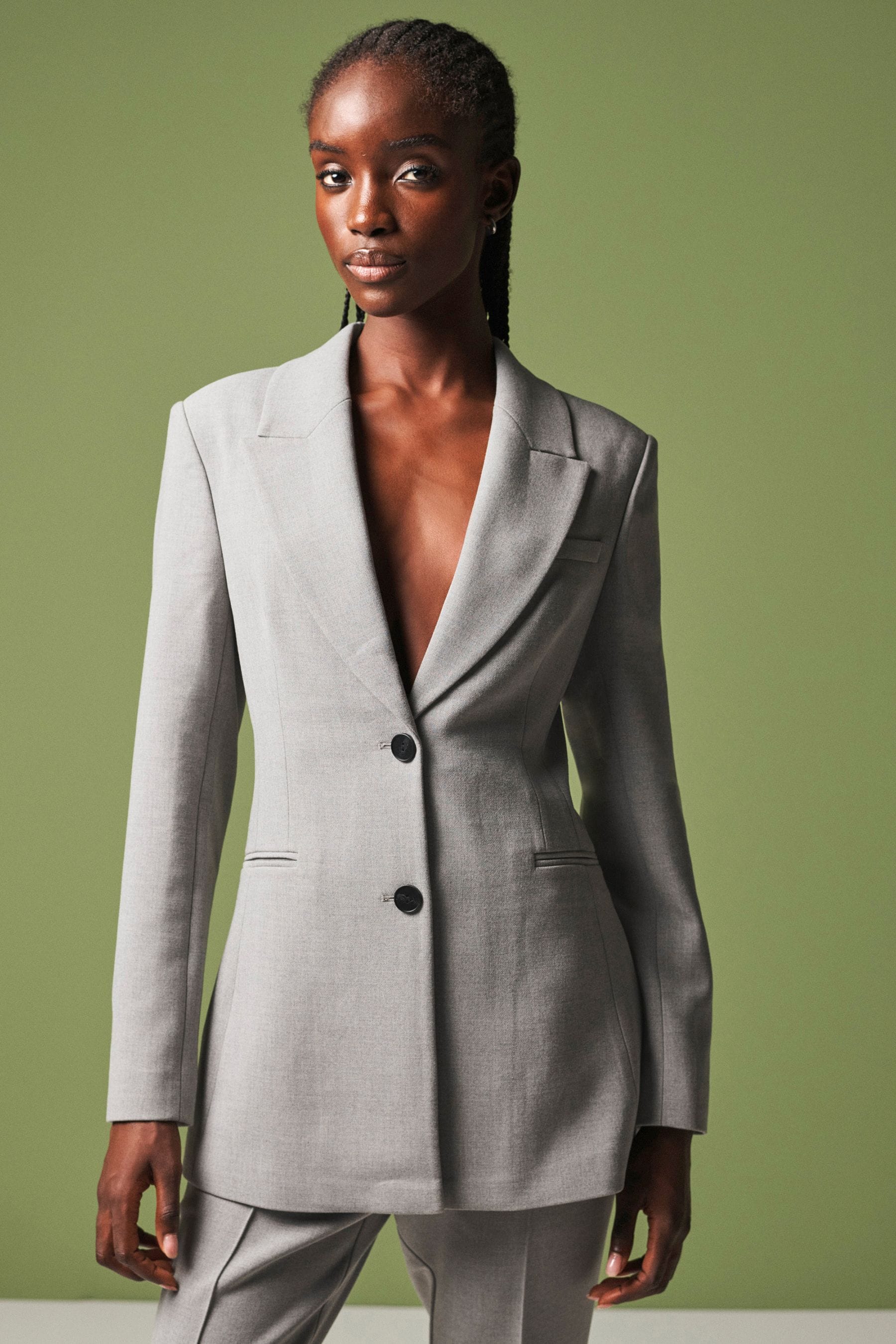 Grey fitted blazer cheap
