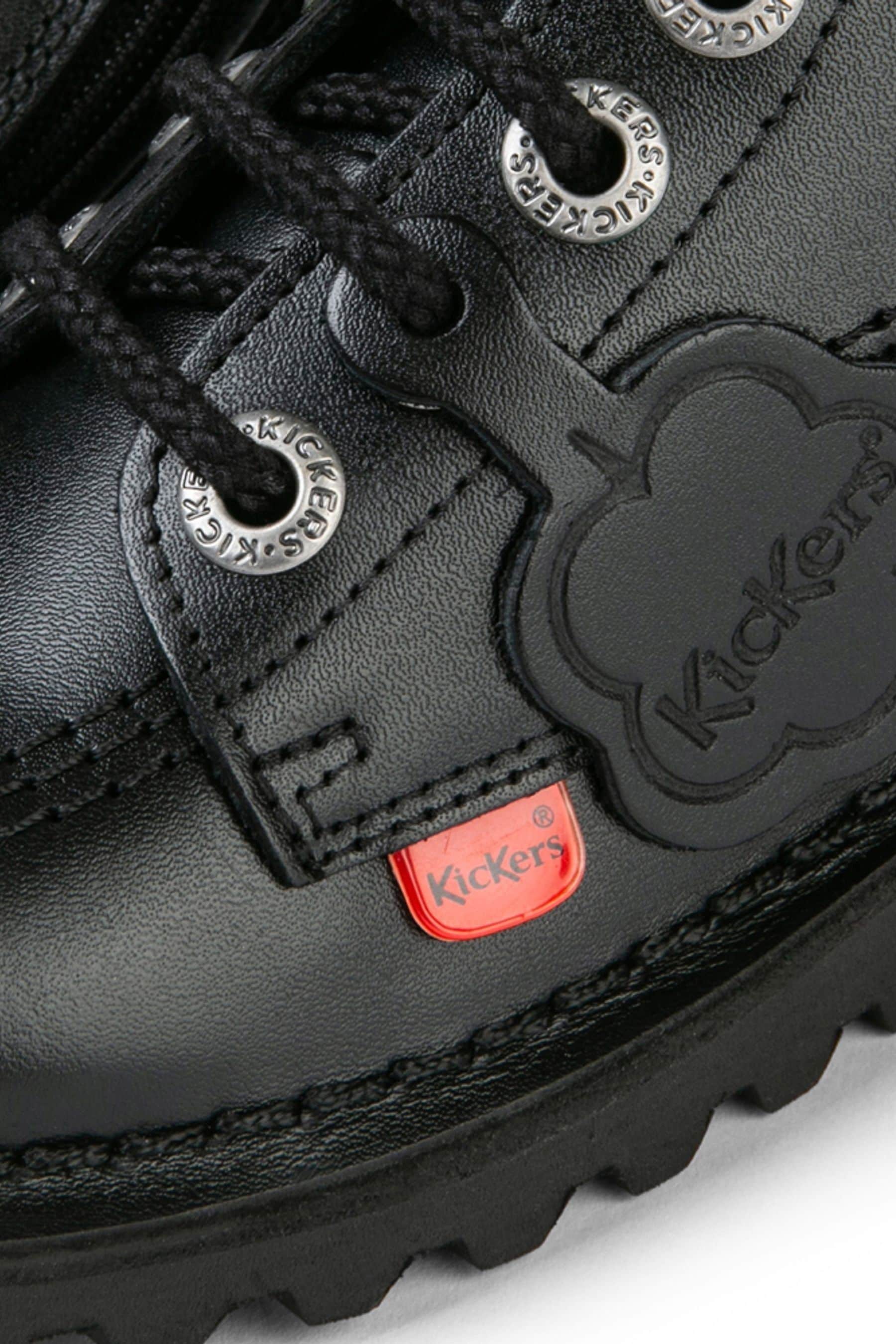 Kickers Black Junior Hi Zip Leather Shoes