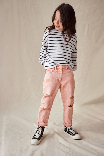 Apricot Wash Distressed Mom Jeans (3-16yrs)