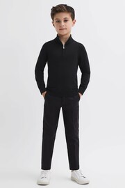 Reiss Black Blackhall Senior Slim Fit Merino Wool Zip Neck Jumper - Image 4 of 7