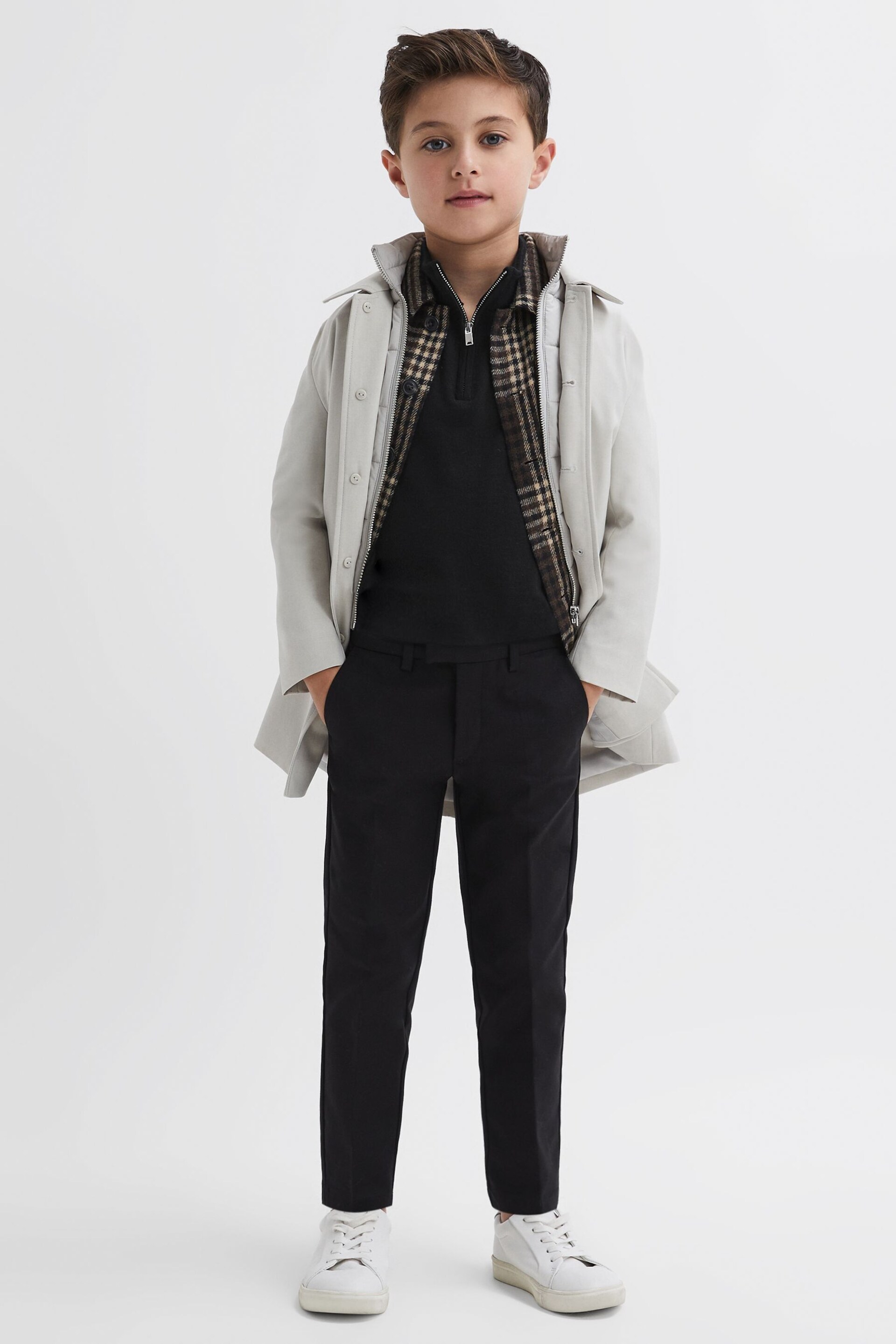Reiss Black Blackhall Senior Slim Fit Merino Wool Zip Neck Jumper - Image 6 of 7