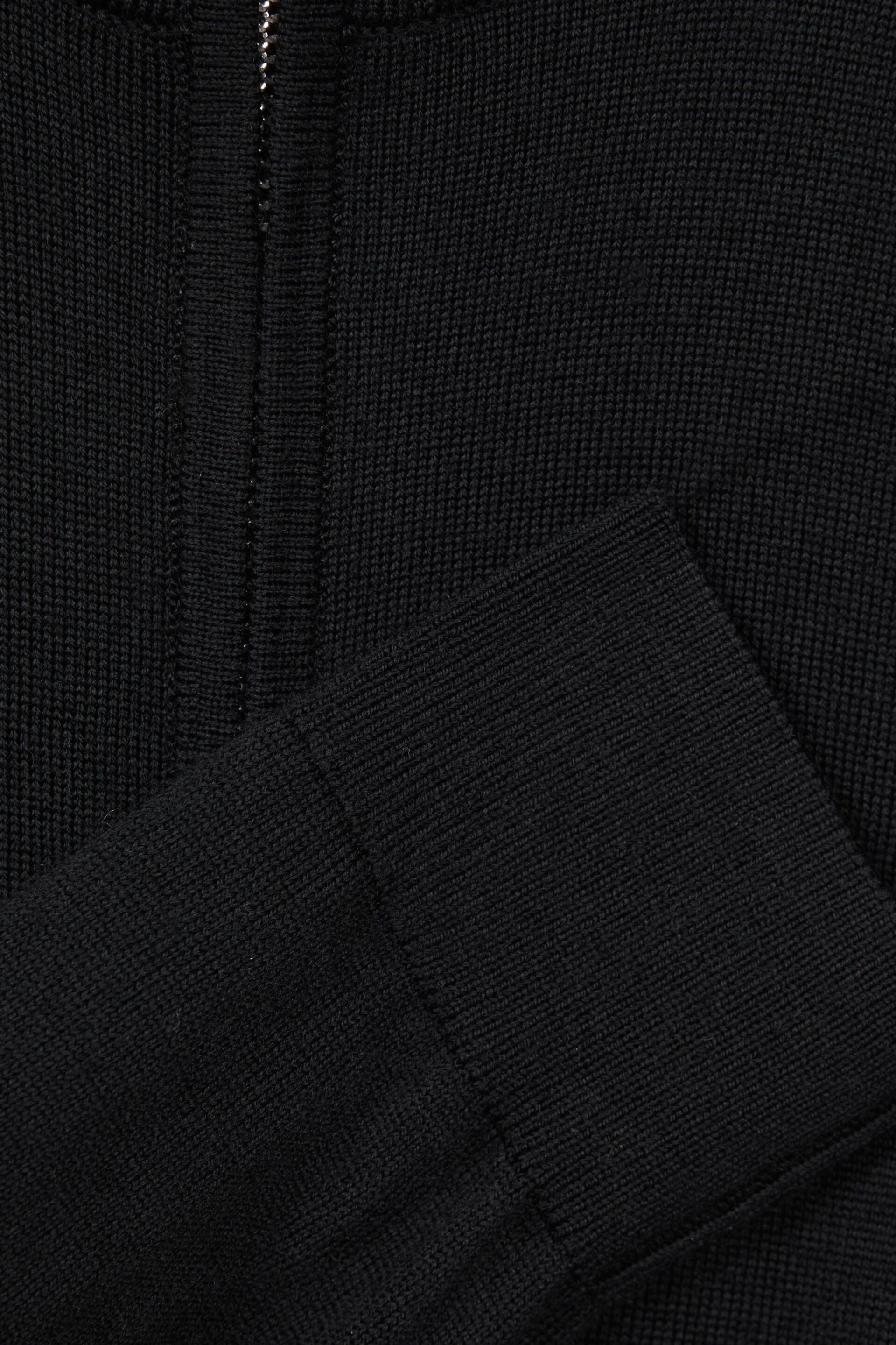 Reiss Black Blackhall Senior Slim Fit Merino Wool Zip Neck Jumper - Image 7 of 7