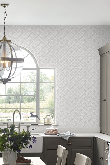 Laura Ashley White Mr Jones Paintable Wallpaper