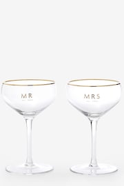 Set of 2 Gold Est In Wedding Champagne Coupe Glasses - Image 5 of 6