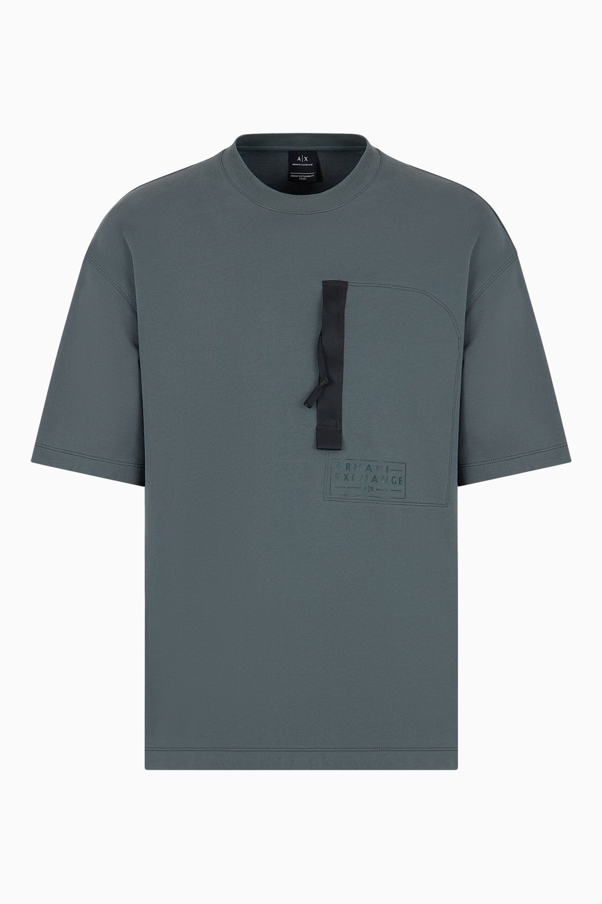 Armani Exchange Oversize Grey Utility Pocket T-Shirt - Image 5 of 5