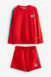 Little Bird by Jools Oliver Red Rainbow Sweat Top and Short Set - Image 12 of 14