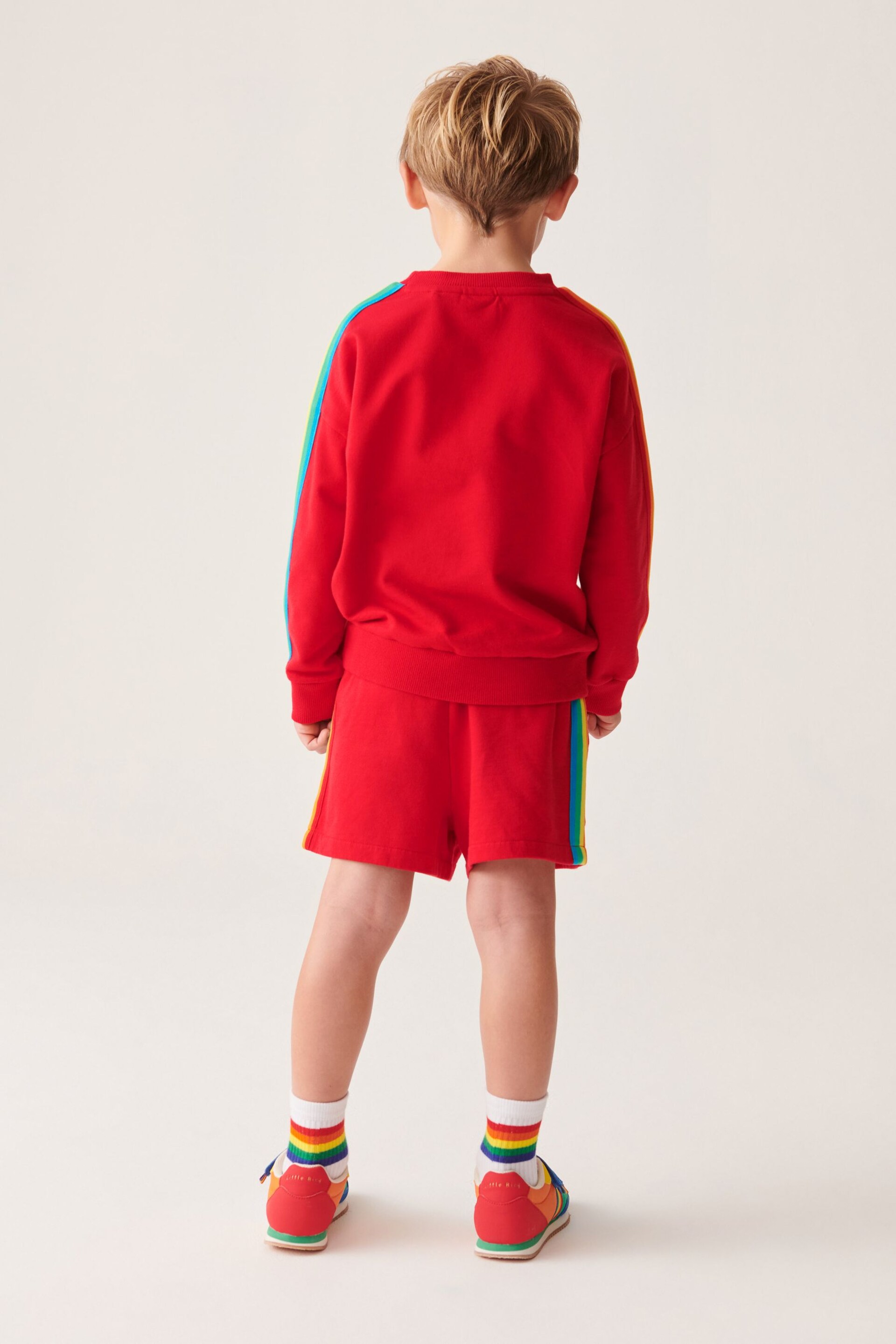 Little Bird by Jools Oliver Red Rainbow Sweat Top and Short Set - Image 4 of 14