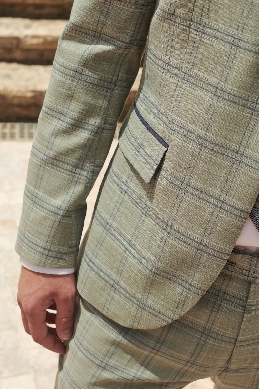 Green Skinny Fit Trimmed Check Suit: Jacket - Image 6 of 12