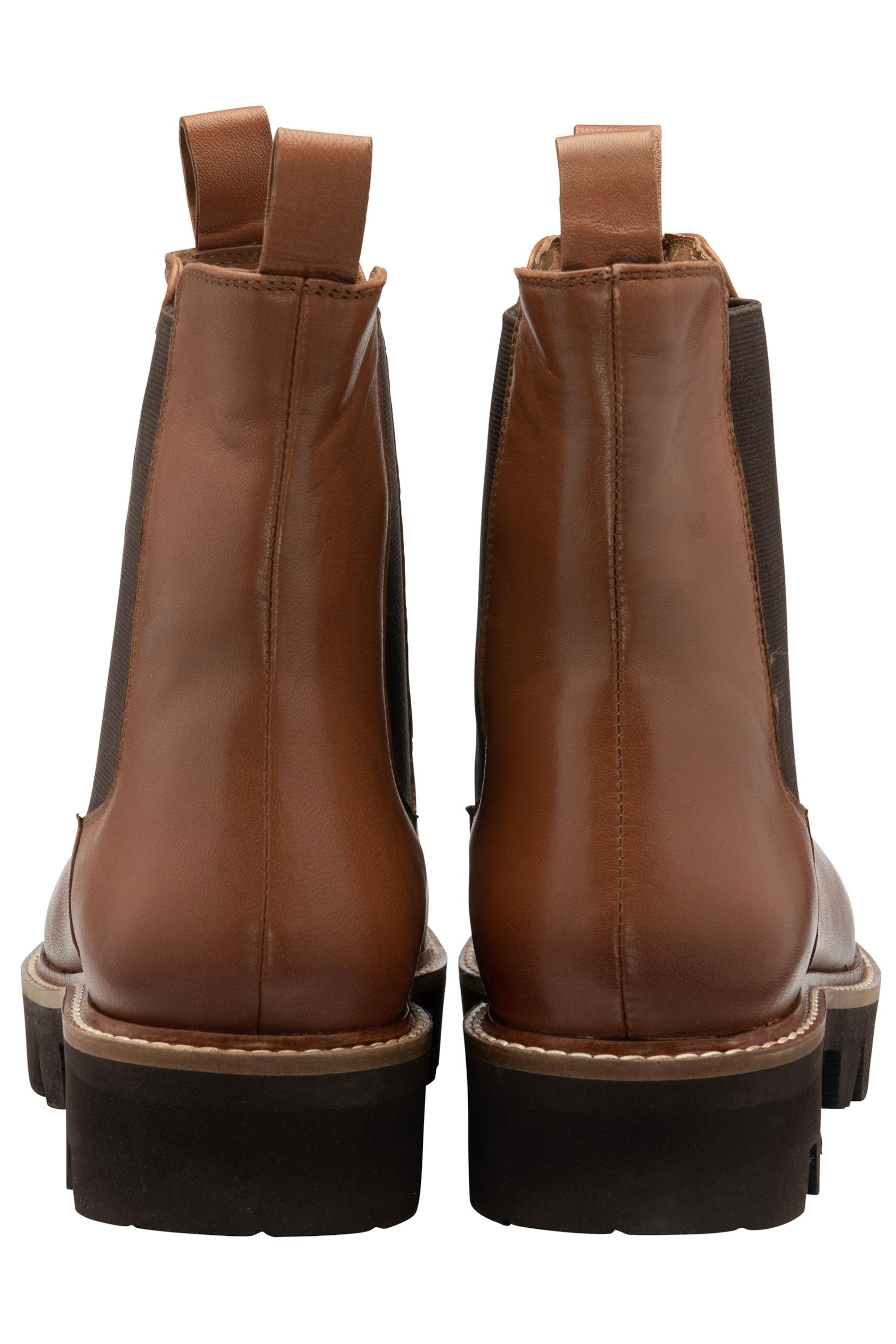 Ravel Brown Leather Cleated Sole Chelsea Ankle Boots - Image 3 of 4