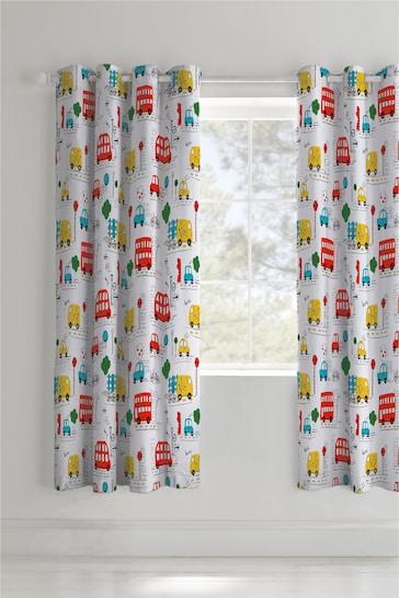 Catherine Lansfield White Transport Eyelet Curtains