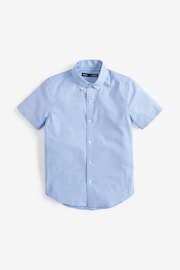 Blue Plain Short Sleeve Cotton Rich Oxford Shirt (3-16yrs) - Image 1 of 9