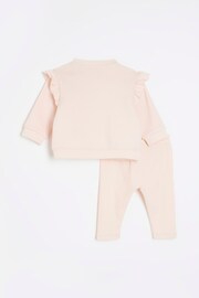 River Island Pink Sweat Baby Girls Leggings Set - Image 2 of 5