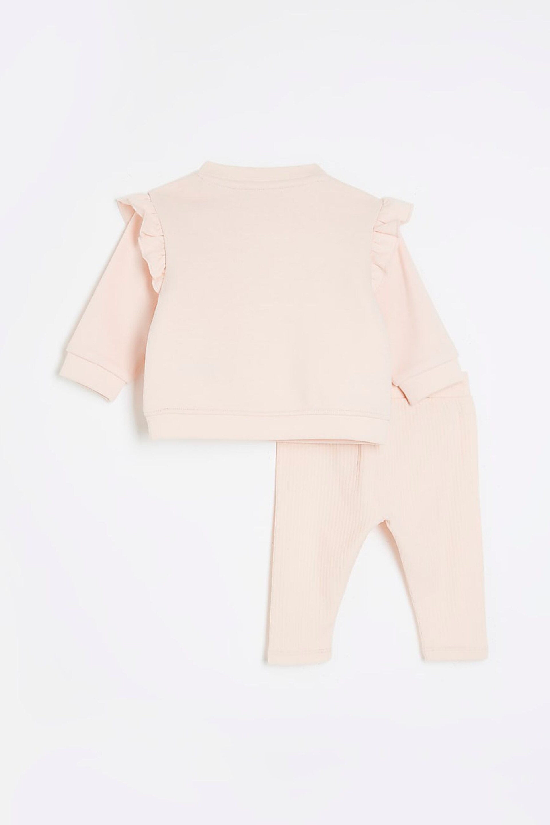 River Island Pink Sweat Baby Girls Leggings Set - Image 2 of 5