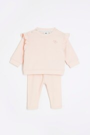 River Island Pink Sweat Baby Girls Leggings Set - Image 3 of 5