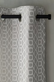 Light Silver Grey Next Woven Geometric Eyelet Lined Curtains - Image 4 of 4