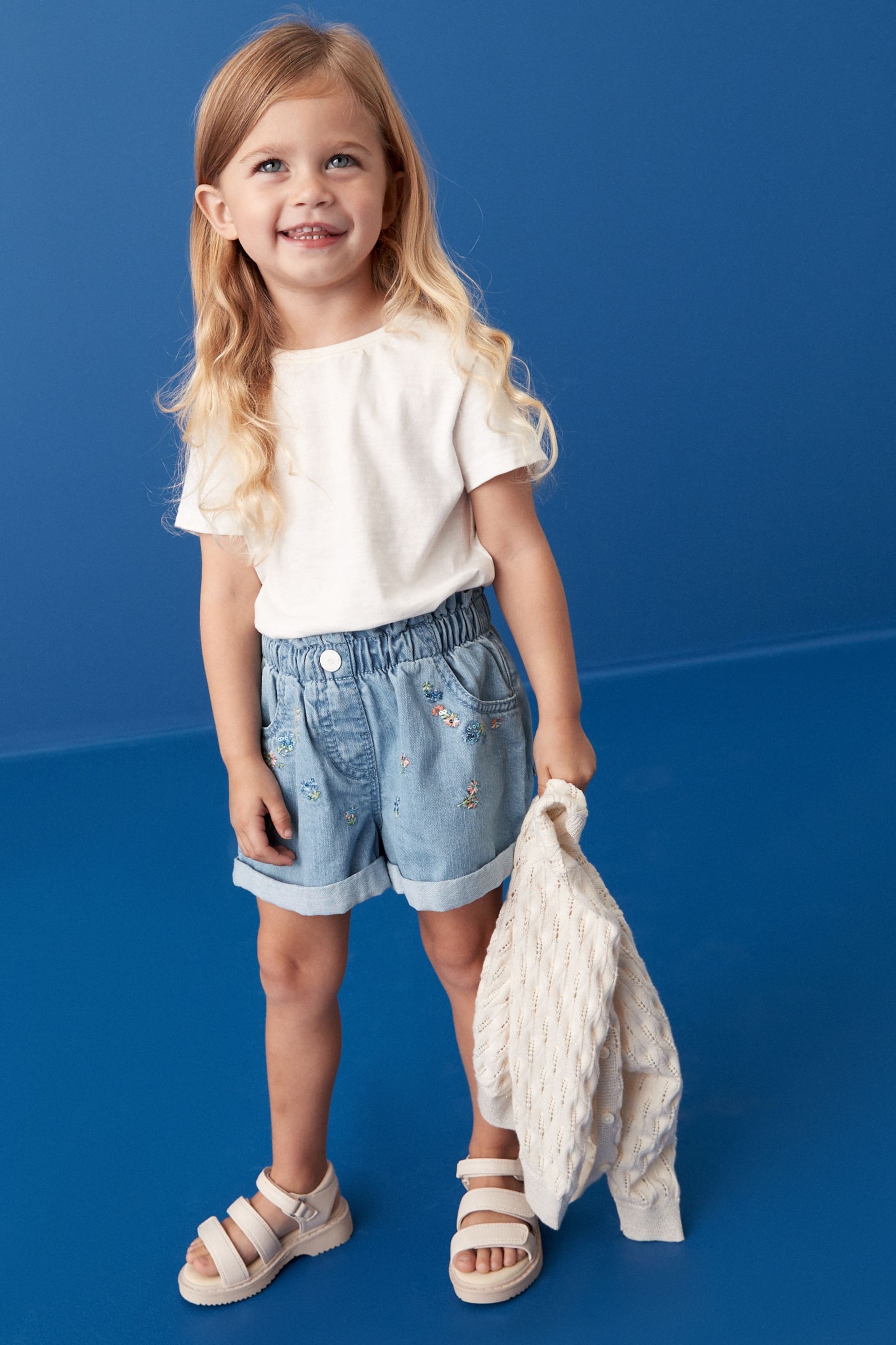 Denim Floral Embroidered Shorts (3mths-7yrs) - Image 2 of 7