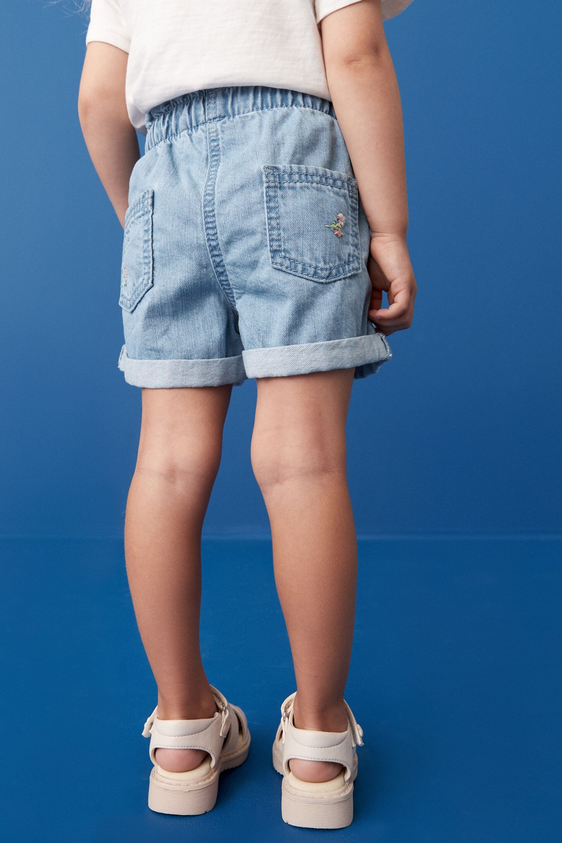 Denim Floral Embroidered Shorts (3mths-7yrs) - Image 3 of 7
